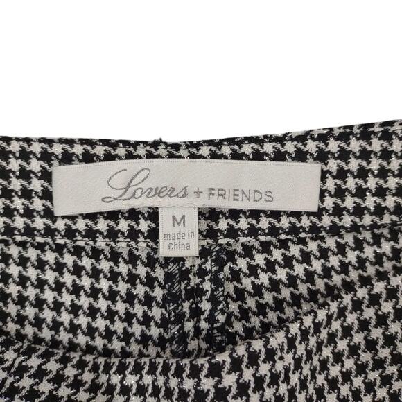 Lovers & Friends Women's M Black White Houndstooth Flat Front Ankle Pants Preppy - Picture 2 of 7